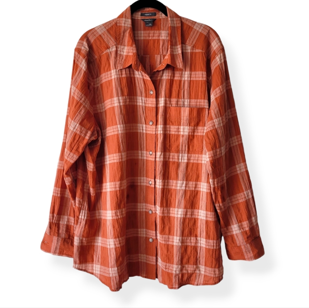 Eddie Bauer Plaid Button Down Shirt Women's Size 2XL Classic Fit